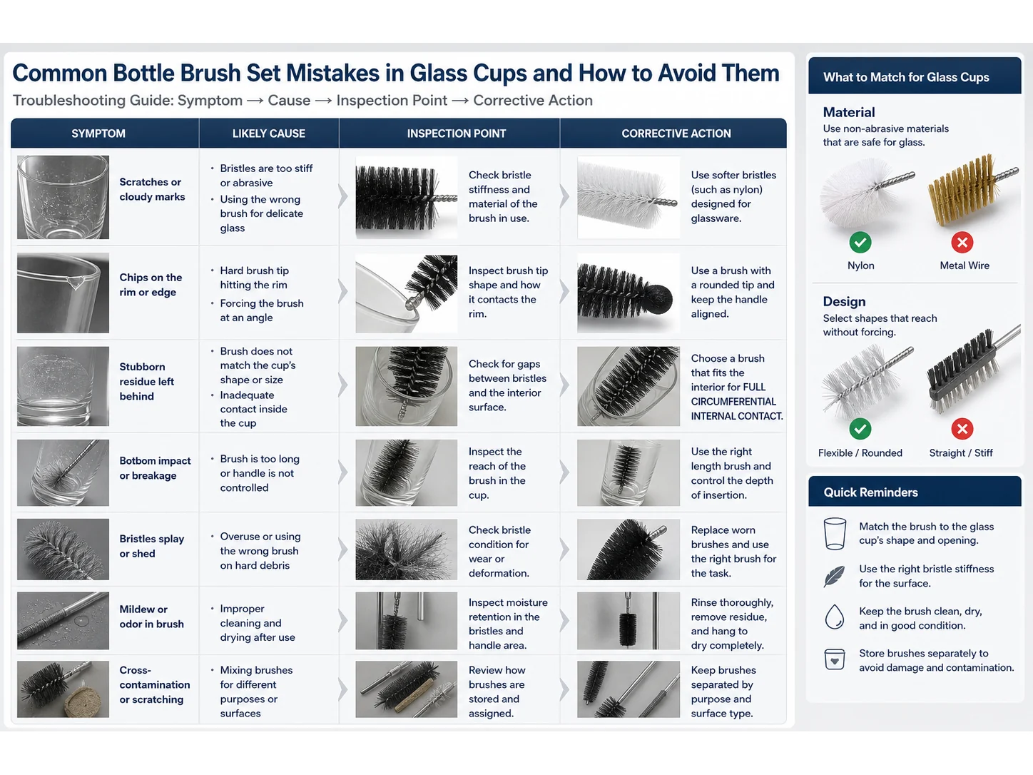 Bottle Brush Set Mistakes on Glass Cups
