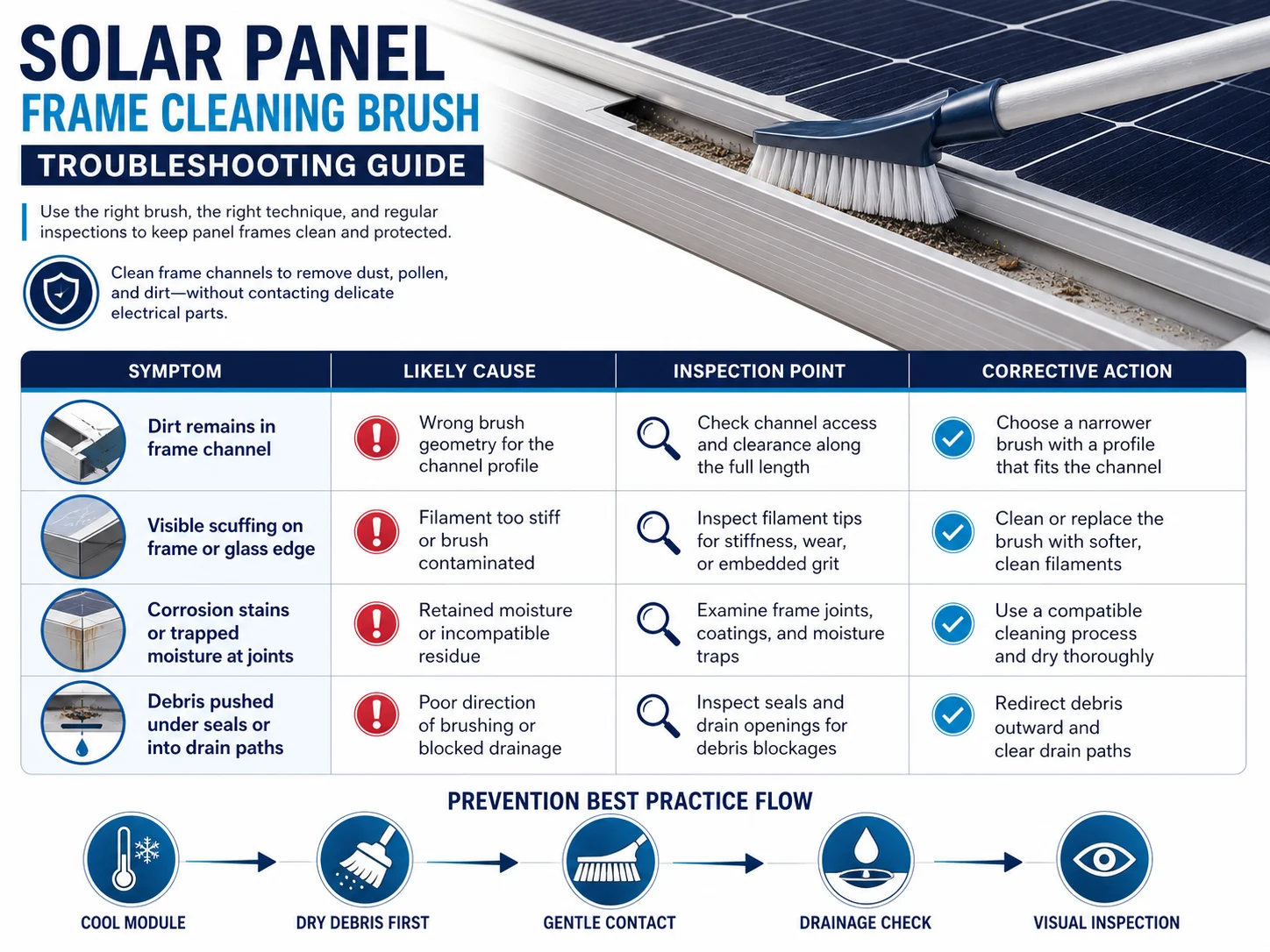 Solar Panel Frame Brushes: Corrosion and Dirt Removal