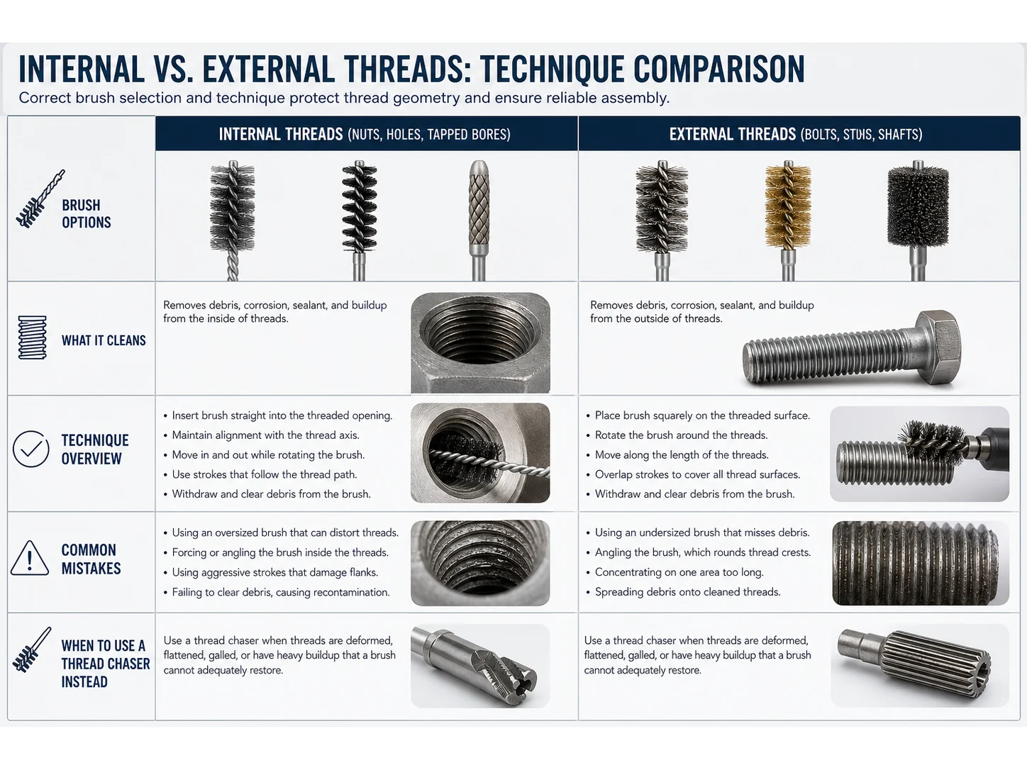 Thread Cleaning Brush: Internal vs External Technique