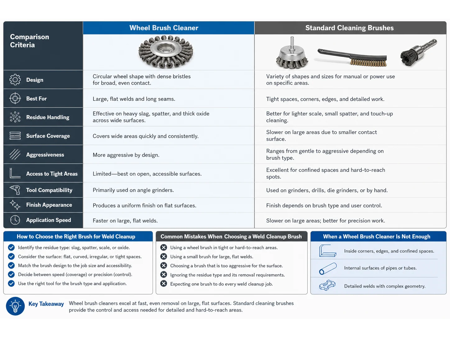 Wheel Brush Cleaner vs Standard Cleaning Brushes: Which Works Better for Weld Cleanup?