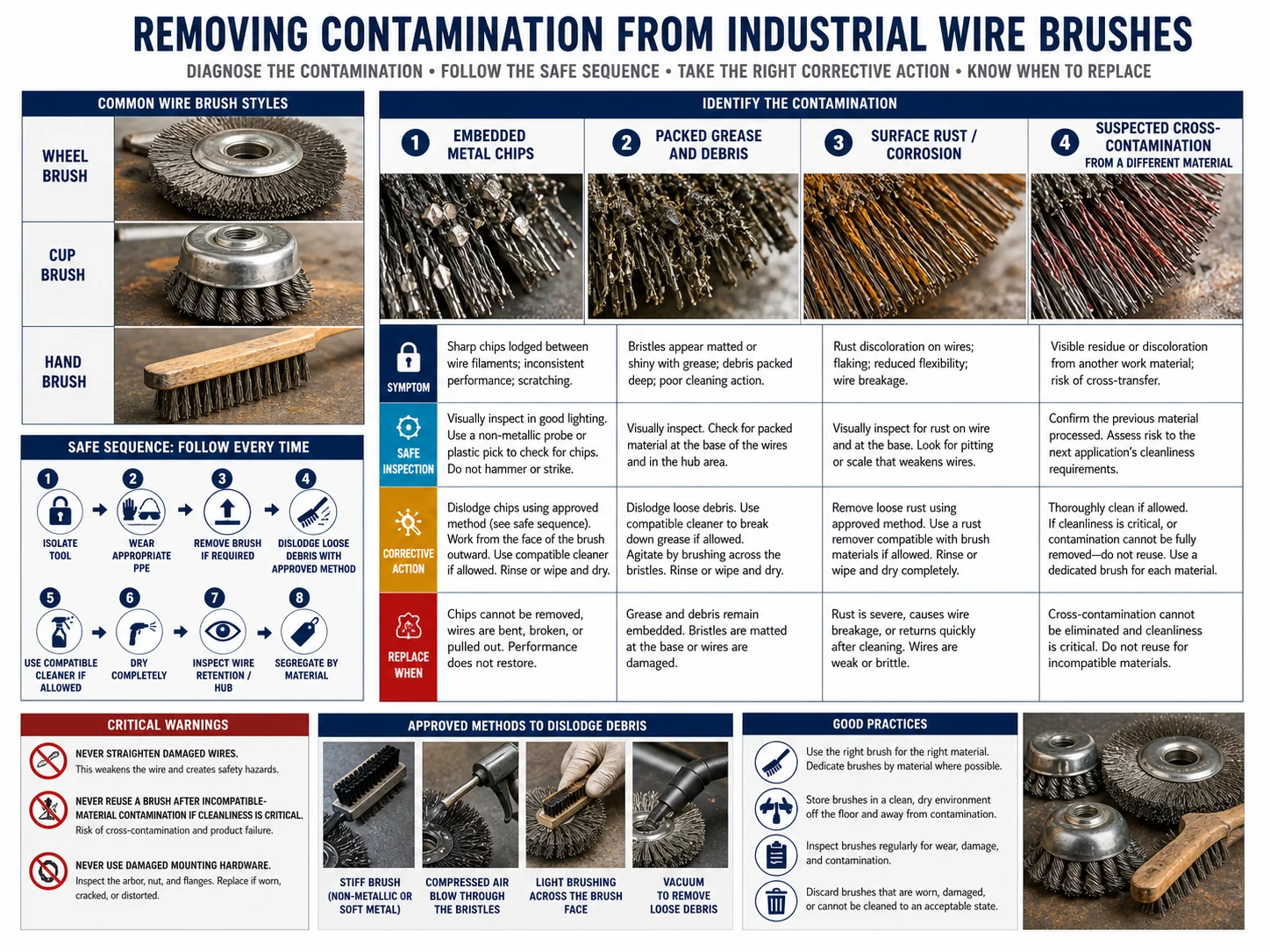 Cleaning Contamination Off Wire Brushes Without Damage