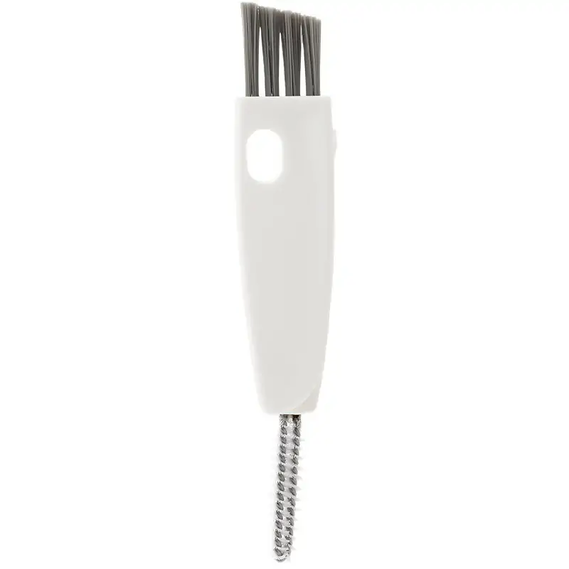 Bottle lid and gasket brush with fine tips for cap threads, push-pull valves and seal grooves