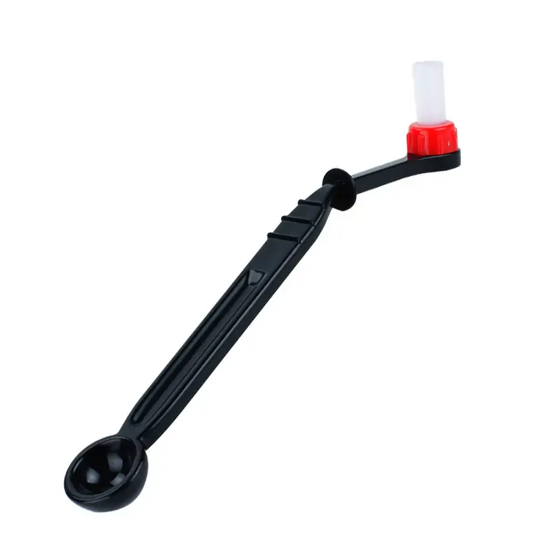 Espresso group head brush with an angled head for clearing coffee oil from shower screens and group seals