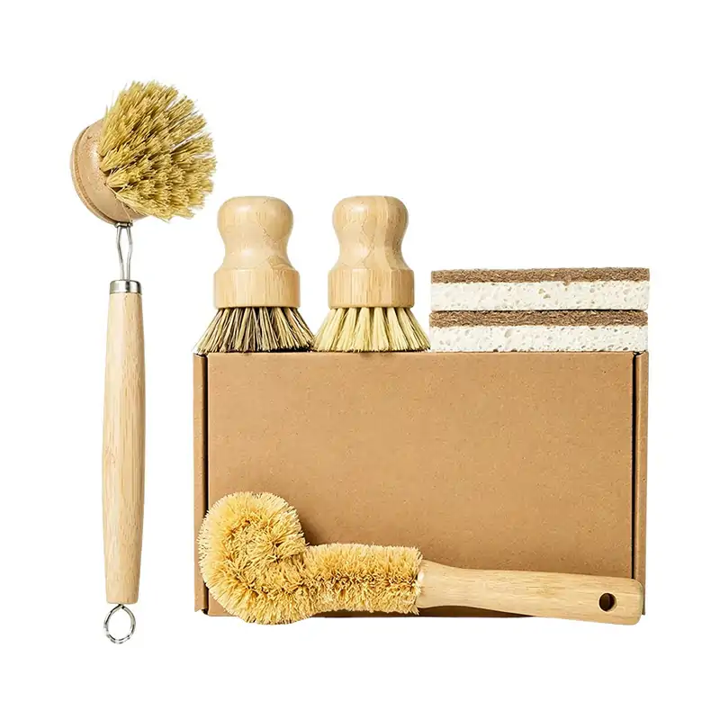 Palm dish brush sized to be held in the hand for pots, pans and bowls
