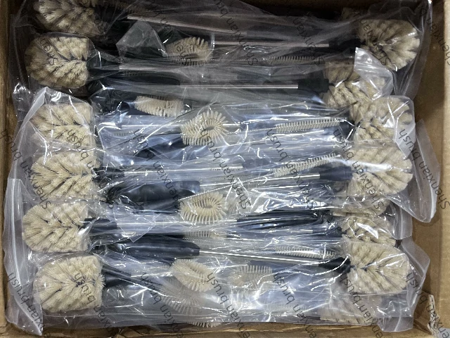 Custom bottle brushes prepared for shipment