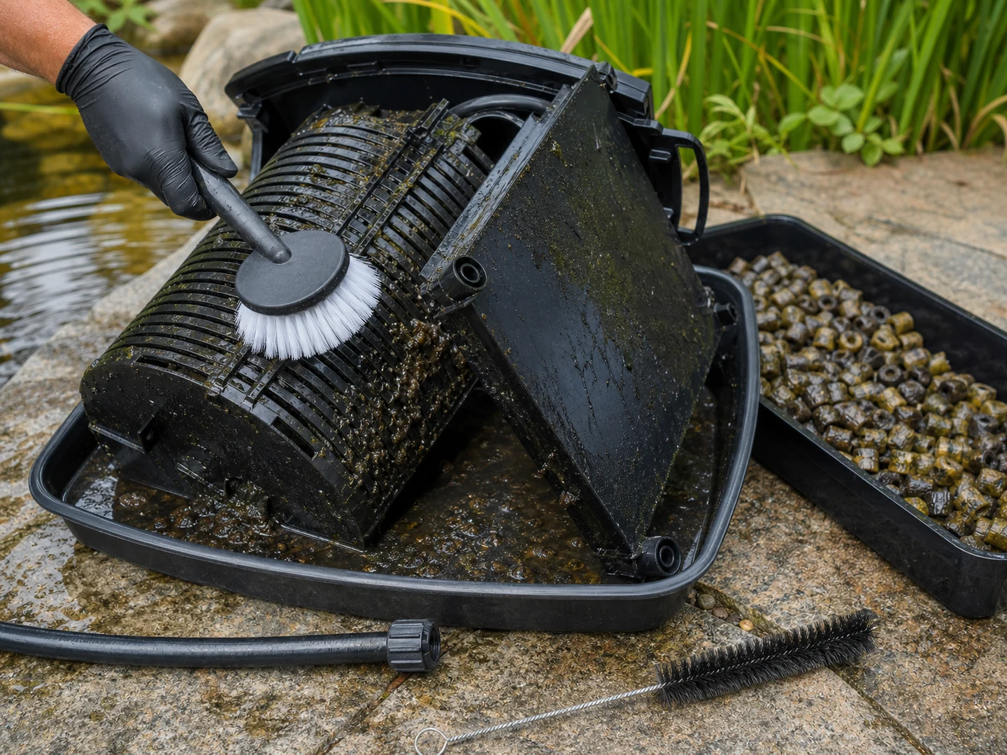 Pond Filter Cleaning