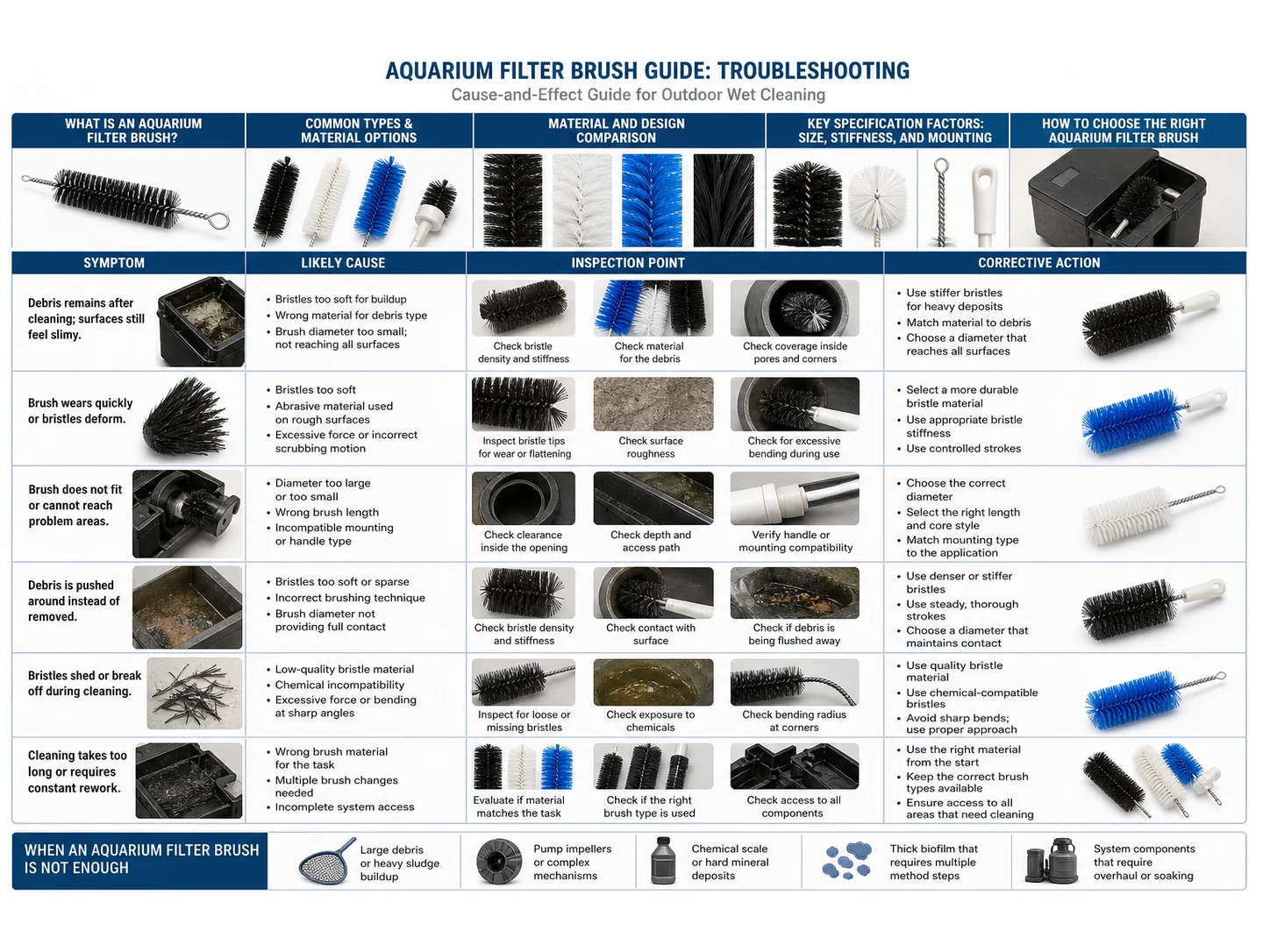 Aquarium Filter Brush Guide: Materials, Size, and Mistakes for Outdoor Wet Cleaning