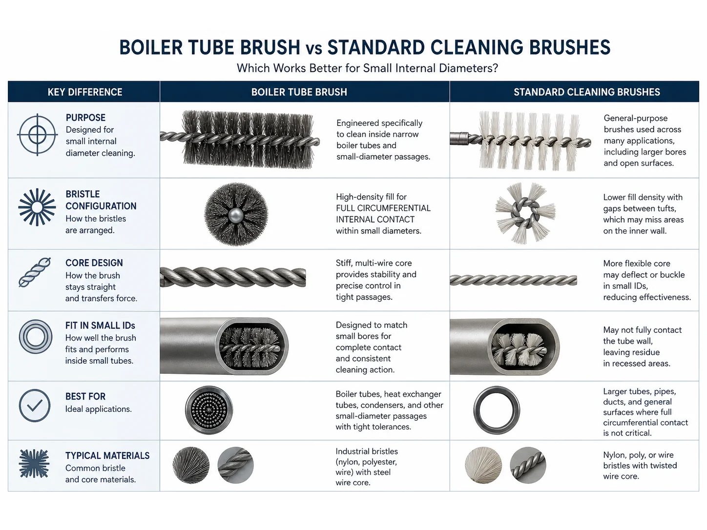Boiler Tube Brush vs Standard Cleaning Brushes: Which Works Better for Small Internal Diameters?