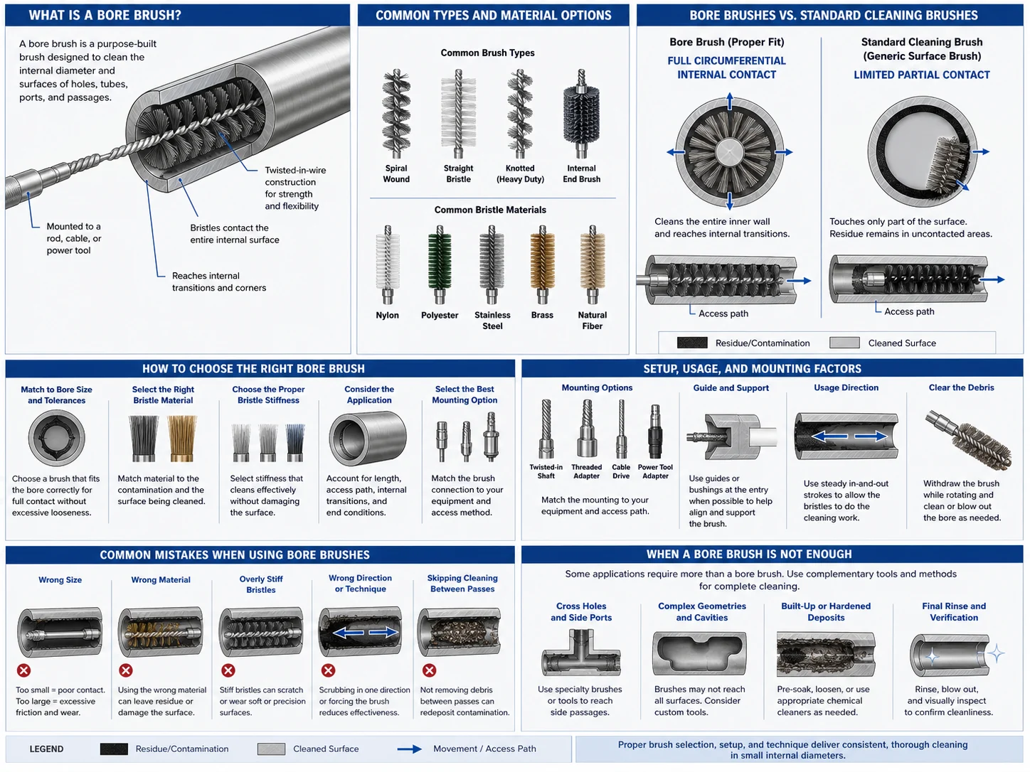 Bore Brushes vs Standard Cleaning Brushes: Which Works Better for Small Internal Diameters?