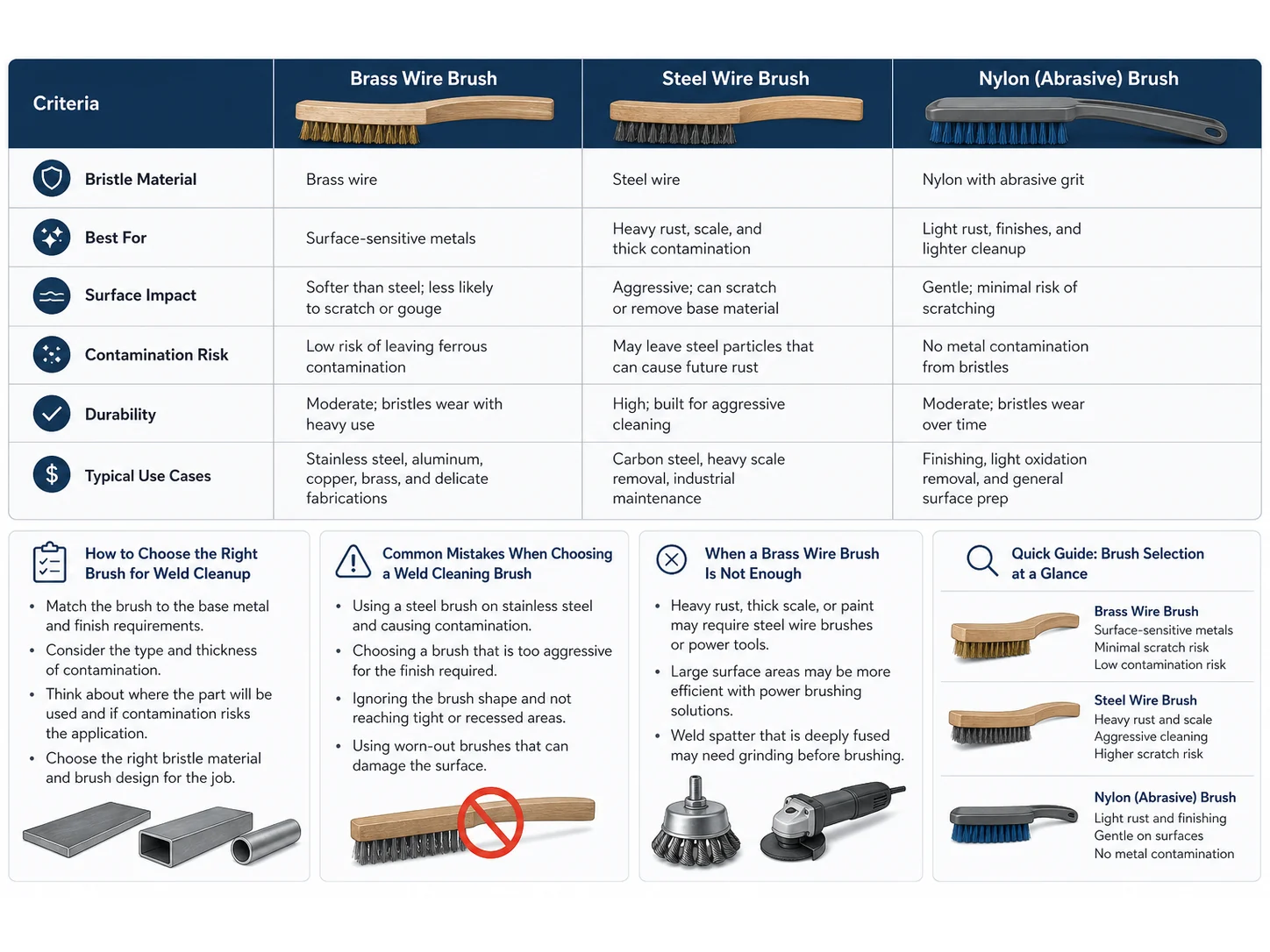 Brass Wire Brush vs Standard Cleaning Brushes: Which Works Better for Weld Cleanup?