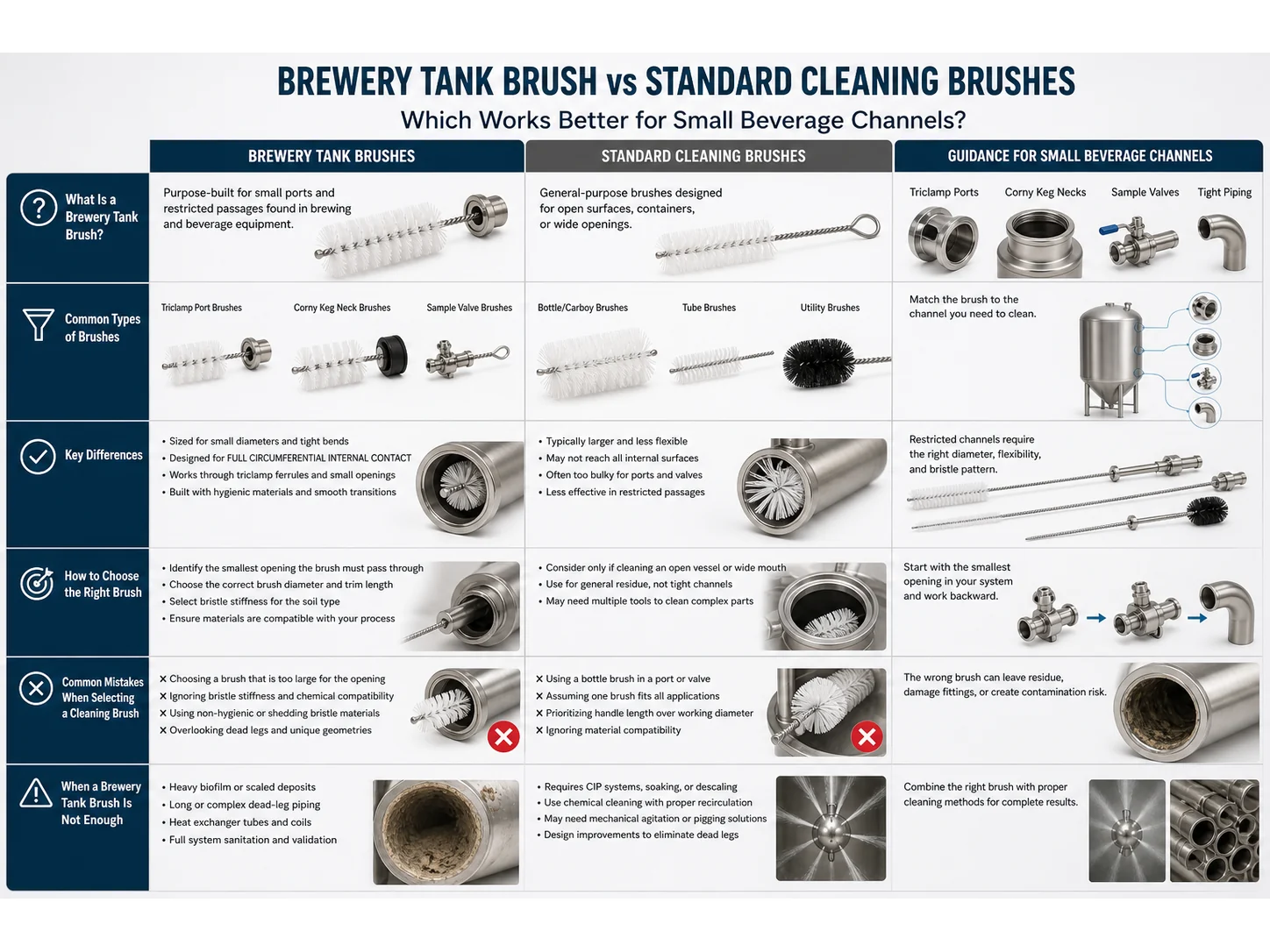Brewery Tank Brush vs Standard Cleaning Brushes: Which Works Better for Small Beverage Channels?