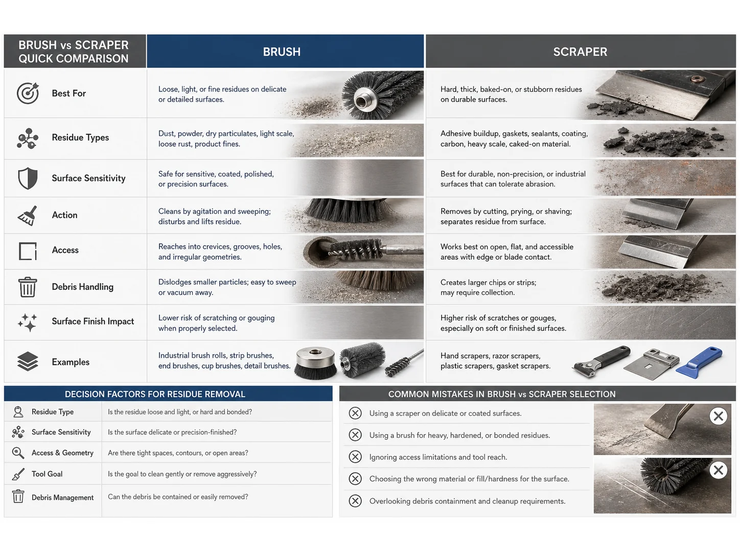 Brush vs Scraper: When to Use Each for Residue Removal