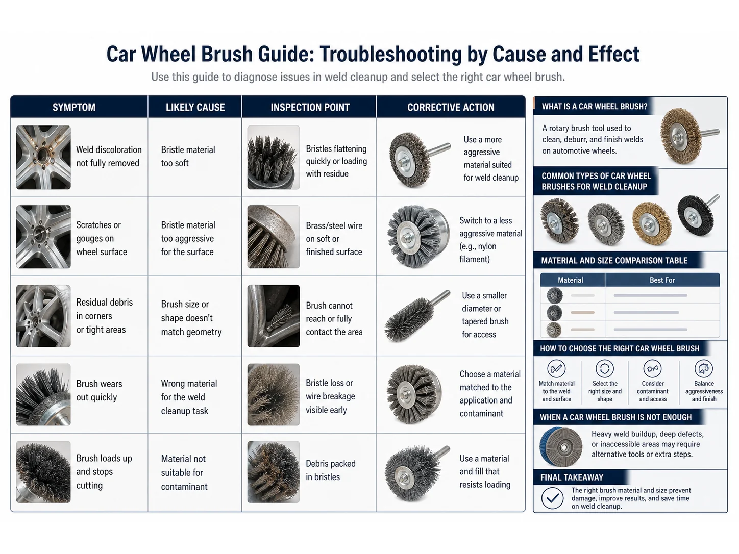 Car Wheel Brush Guide: Materials, Size, and Mistakes for Weld Cleanup