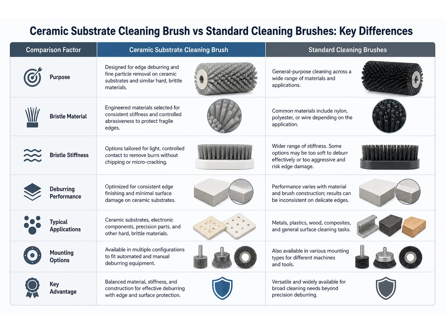 Ceramic Substrate Cleaning Brush vs Standard Cleaning Brushes: Which Works Better for Edge Deburring?