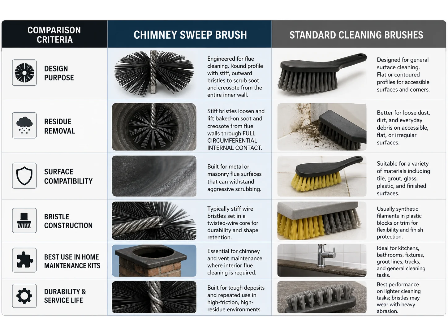 Chimney Sweep Brush vs Standard Cleaning Brushes: Which Works Better for Home Maintenance Kits?
