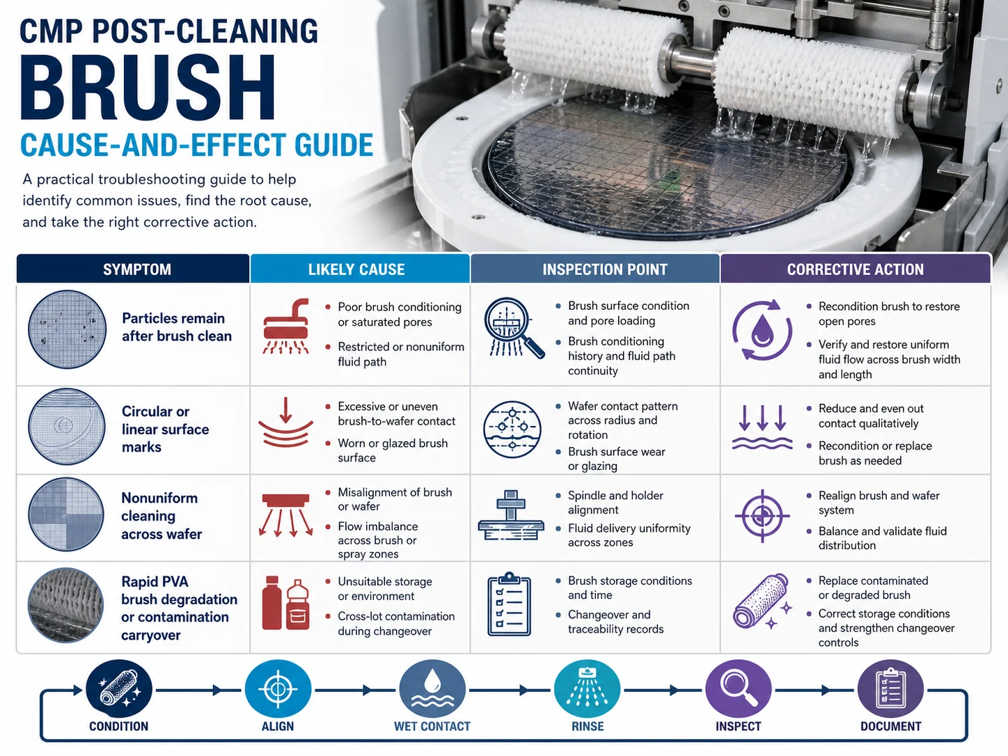 CMP Post-Cleaning Brushes: Process Factors and Defect-Risk Control