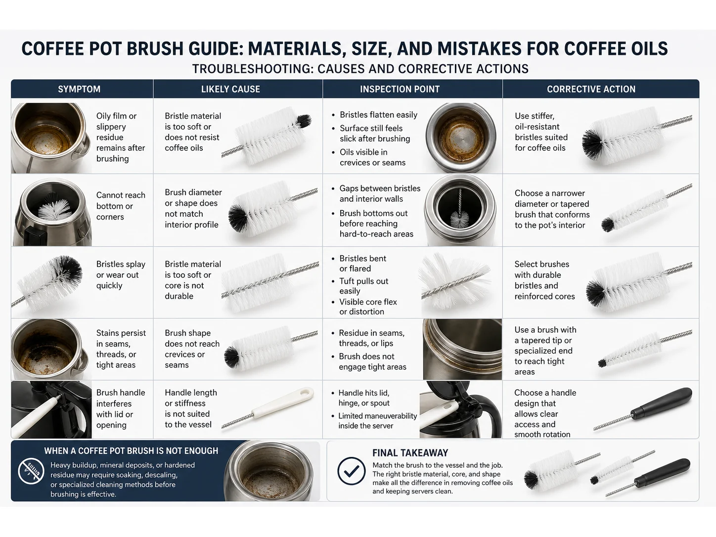 Coffee Pot Brush Guide: Materials, Size, and Mistakes for Coffee Oils