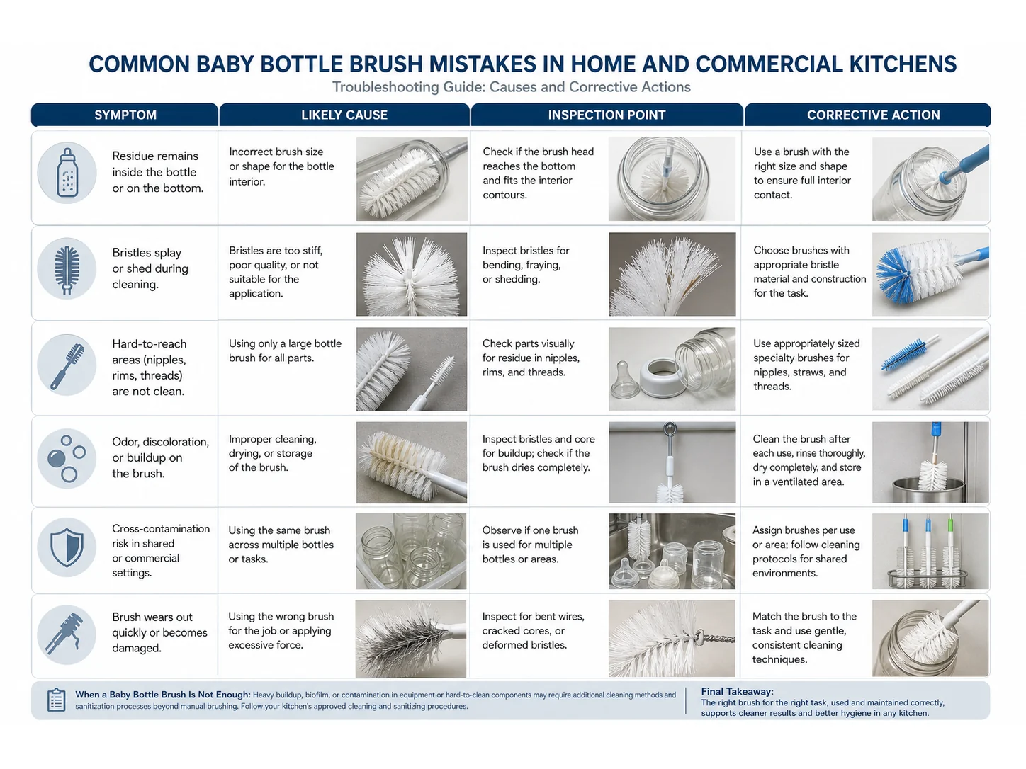 Common Baby Bottle Brush Mistakes in Home and Commercial Kitchens and How to Avoid Them cleaning brush guide