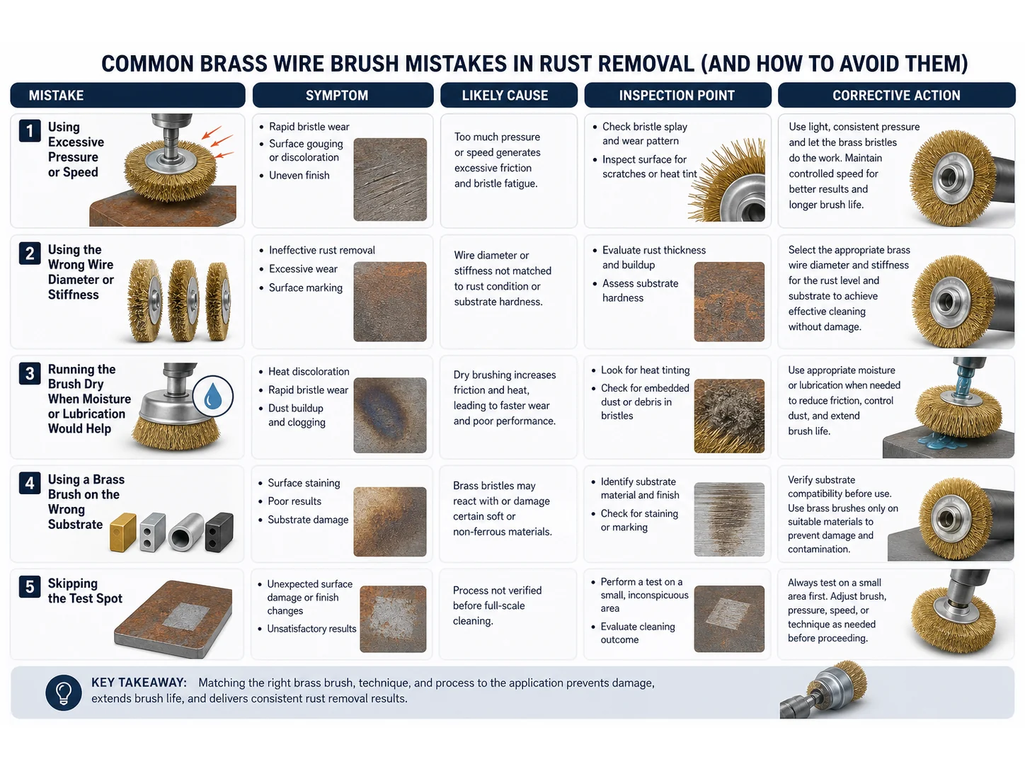 Common Brass Wire Brush Mistakes in Rust Removal and How to Avoid Them cleaning brush guide