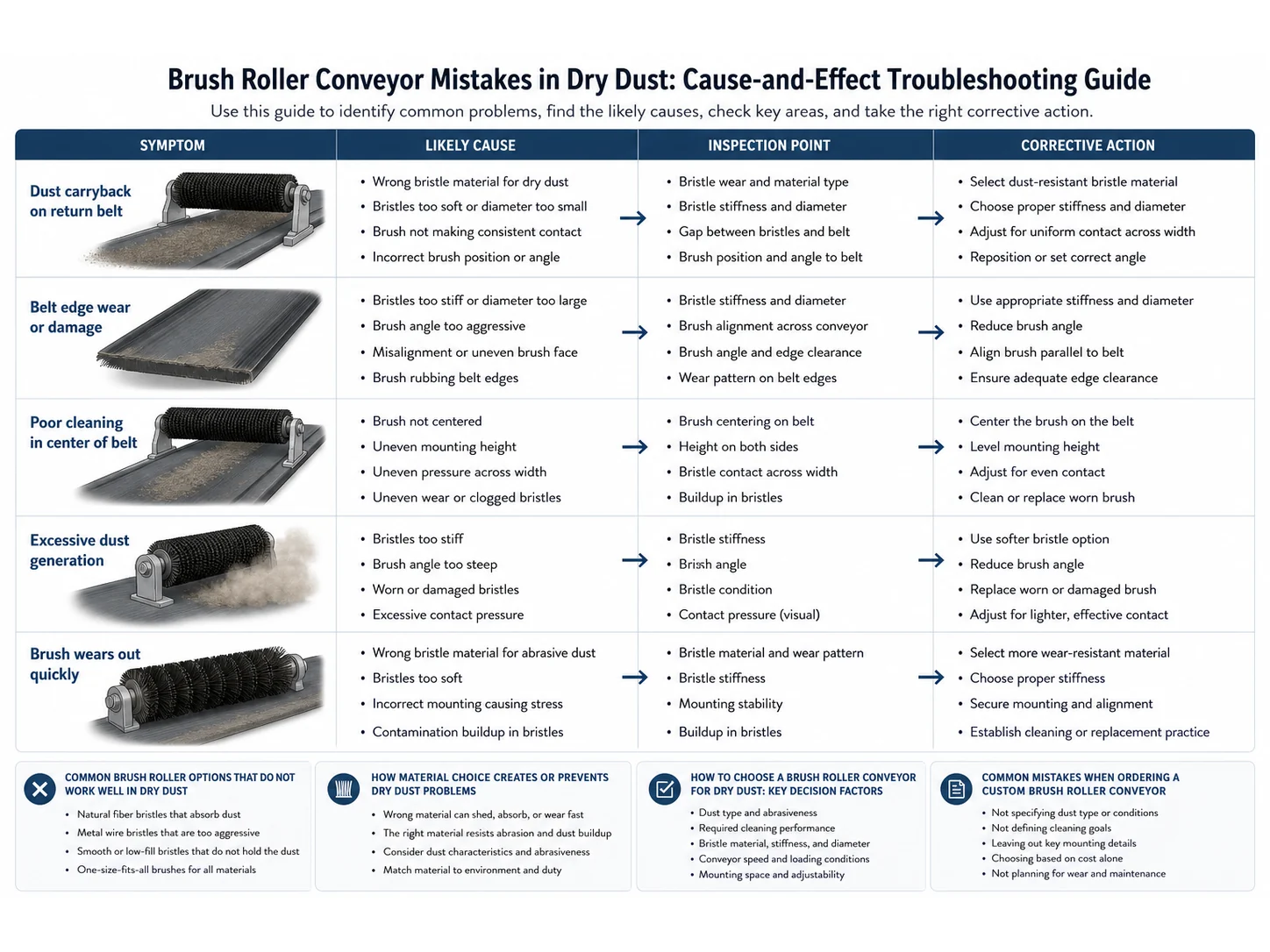 Common Brush Roller Conveyor Mistakes in Dry Dust and How to Avoid Them