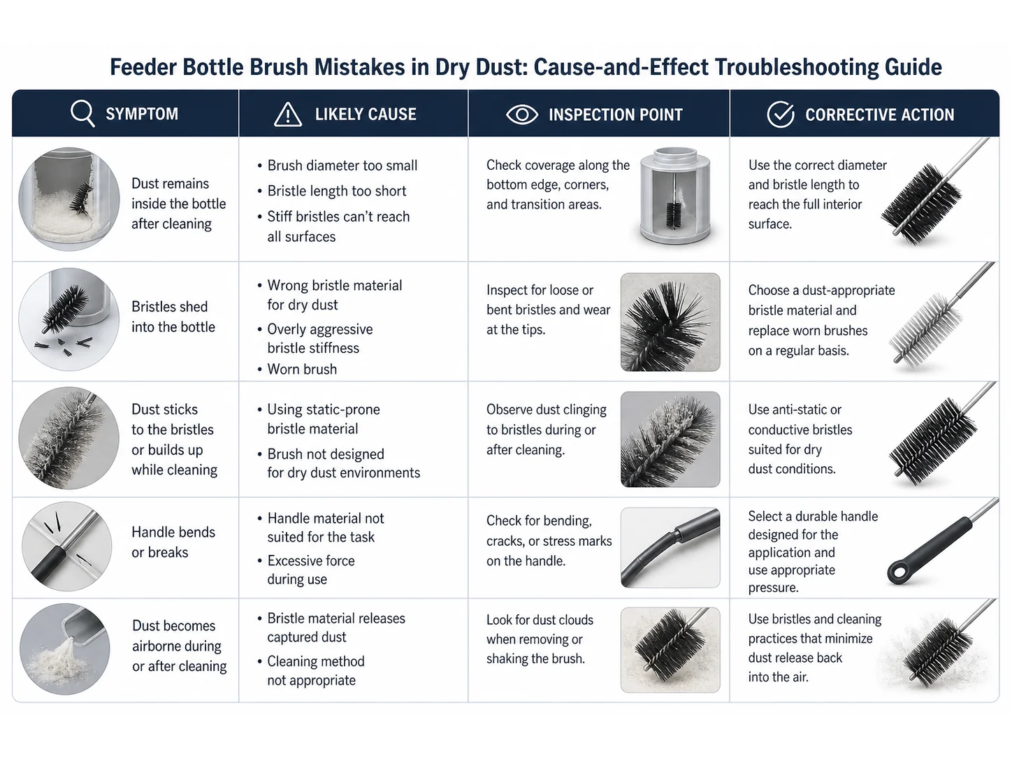 Common Feeder Bottle Brush Mistakes in Dry Dust and How to Avoid Them