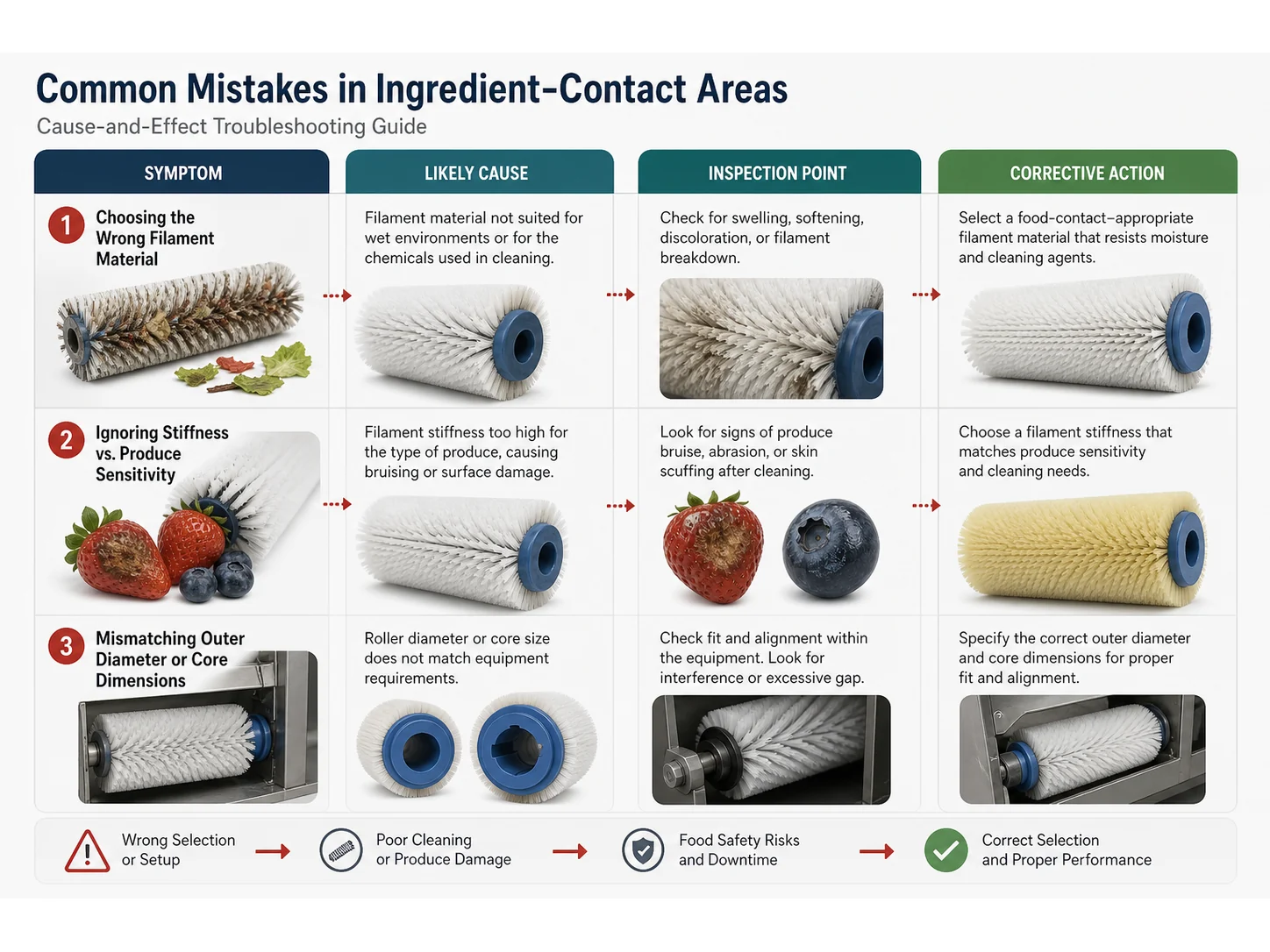 Common Fruit and Vegetable Brush Roller Mistakes in Ingredient-Contact Areas and How to Avoid Them