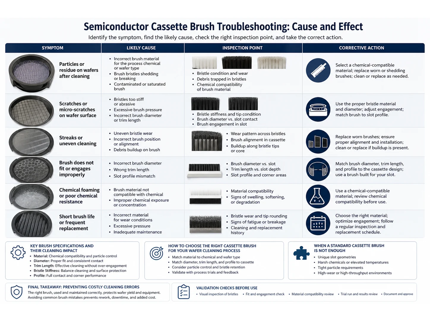 Common Semiconductor Cassette Brush Mistakes in Wafer Cleaning and How to Avoid Them