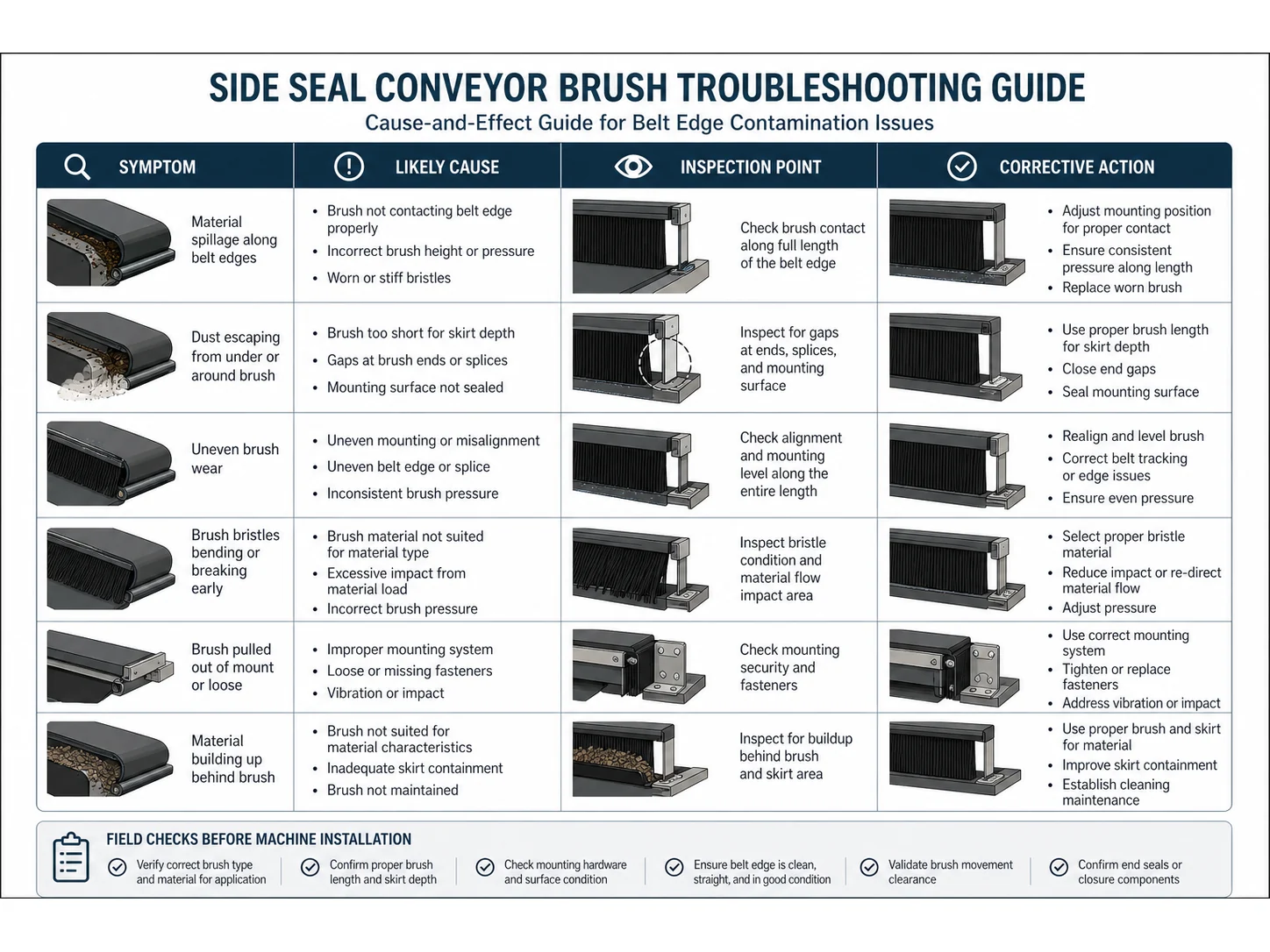 Common Side Seal Conveyor Brush Mistakes in Belt Edge Contamination and How to Avoid Them