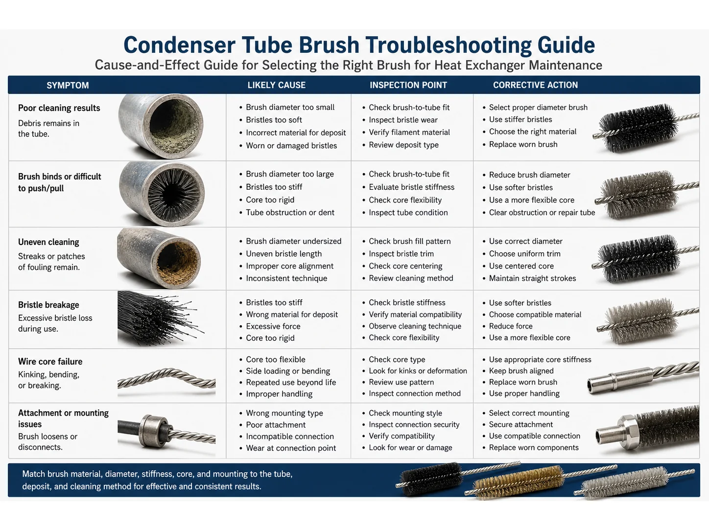 Condenser Tube Brush Guide: Materials, Size, and Mistakes for Heat Exchanger Maintenance