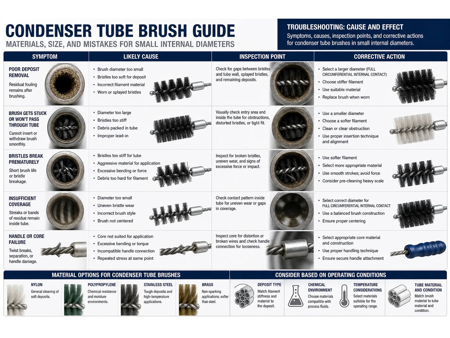 Condenser Tube Brush Guide: Materials, Size, and Mistakes for Small Internal Diameters