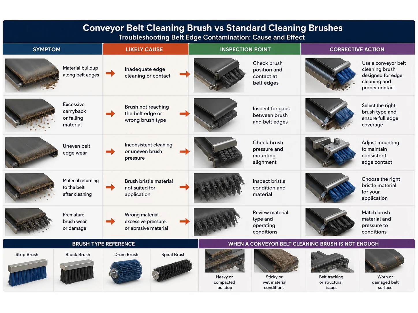 Conveyor Belt Cleaning Brush vs Standard Cleaning Brushes: Which Works Better for Belt Edge Contamination?
