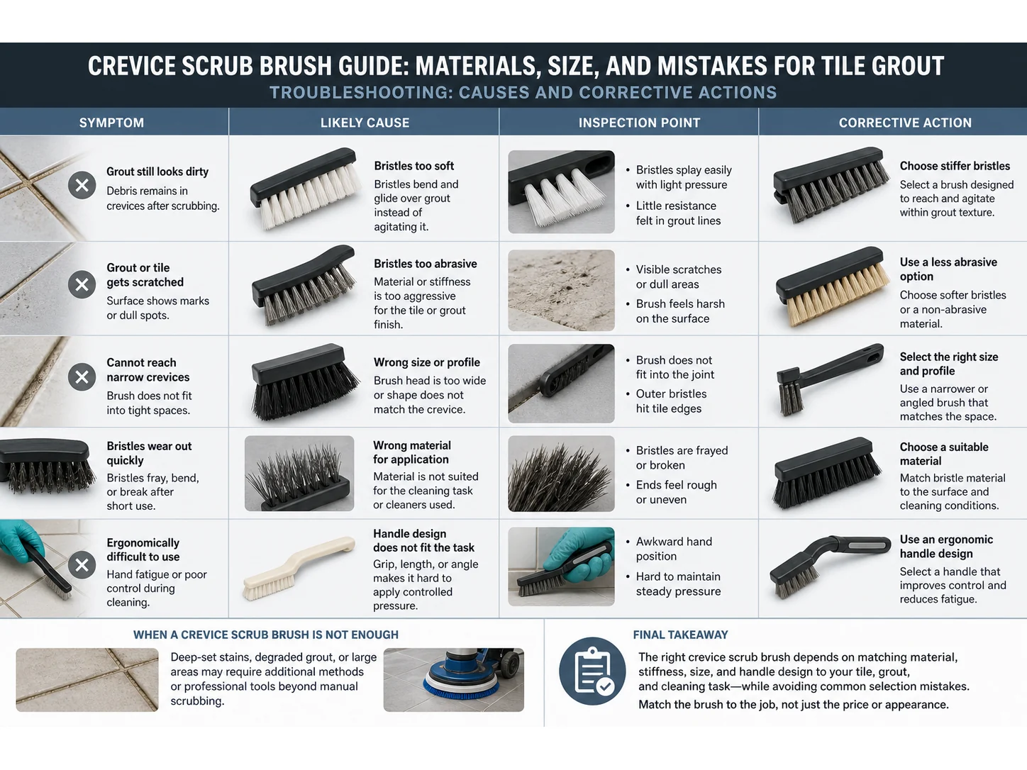 Crevice Scrub Brush Guide: Materials, Size, and Mistakes for Tile Grout