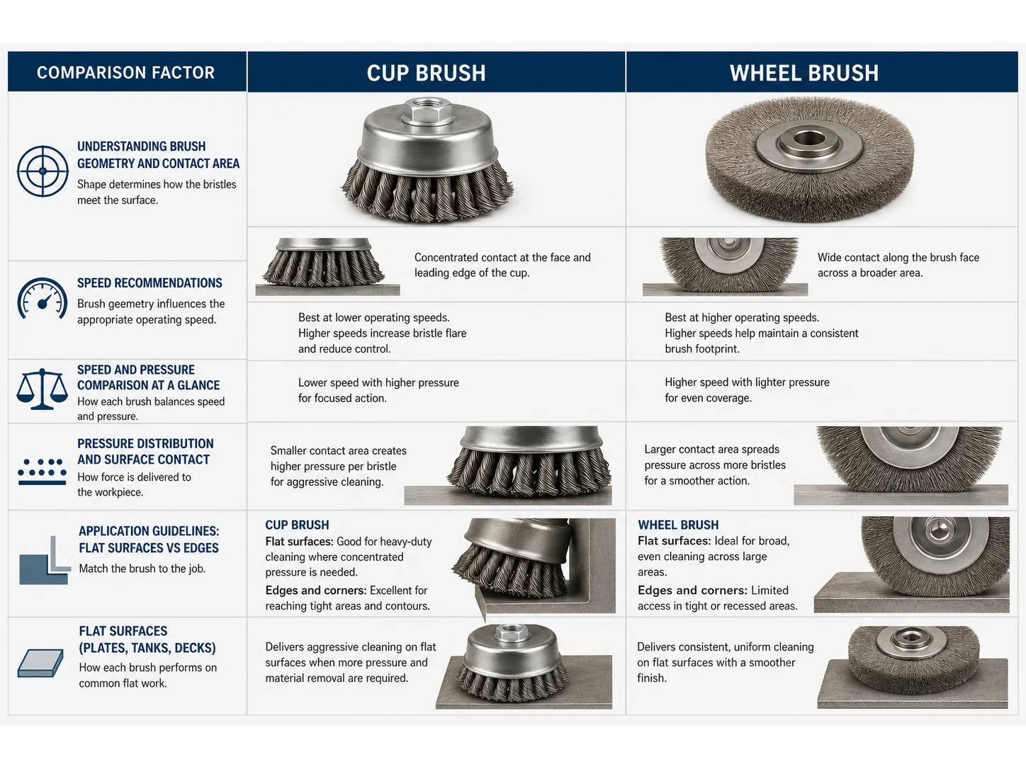 Cup Brush vs Wheel Brush Speed and Pressure Trade-Offs