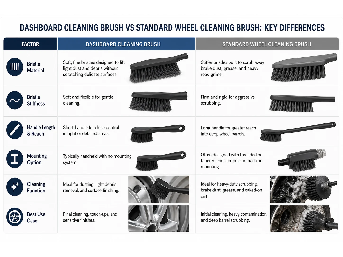 Dashboard Cleaning Brush vs Standard Cleaning Brushes: Which Works Better for Wheel Barrels?