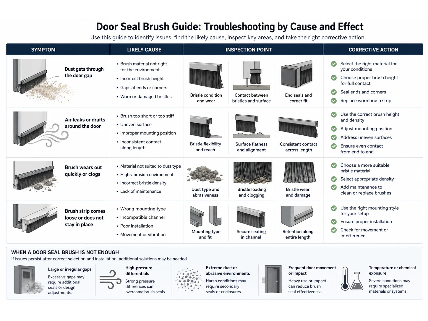Door Seal Brush Guide: Materials, Size, and Mistakes for Dust Sealing