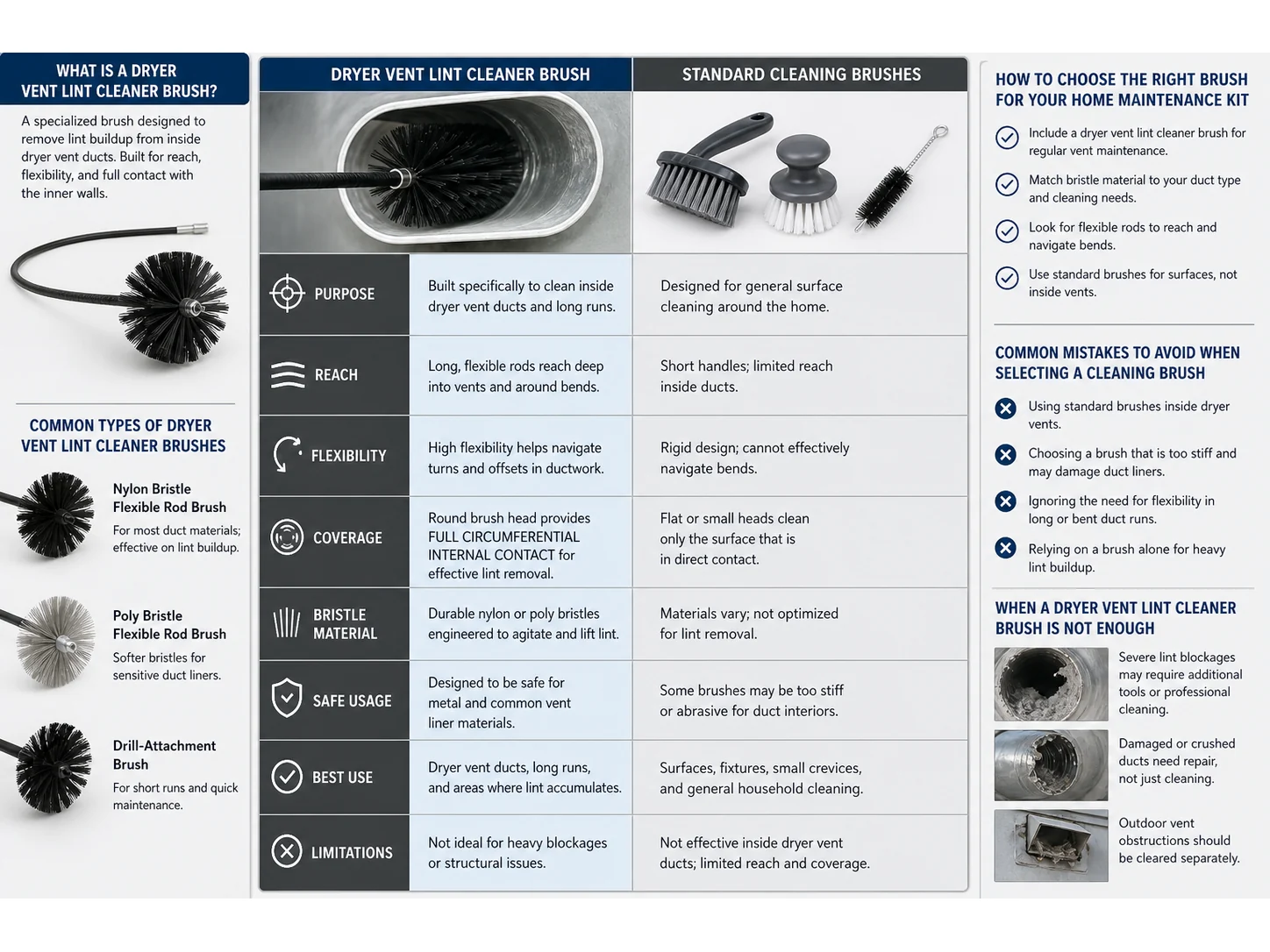 Dryer Vent Lint Cleaner Brush vs Standard Cleaning Brushes: Which Works Better for Home Maintenance Kits?