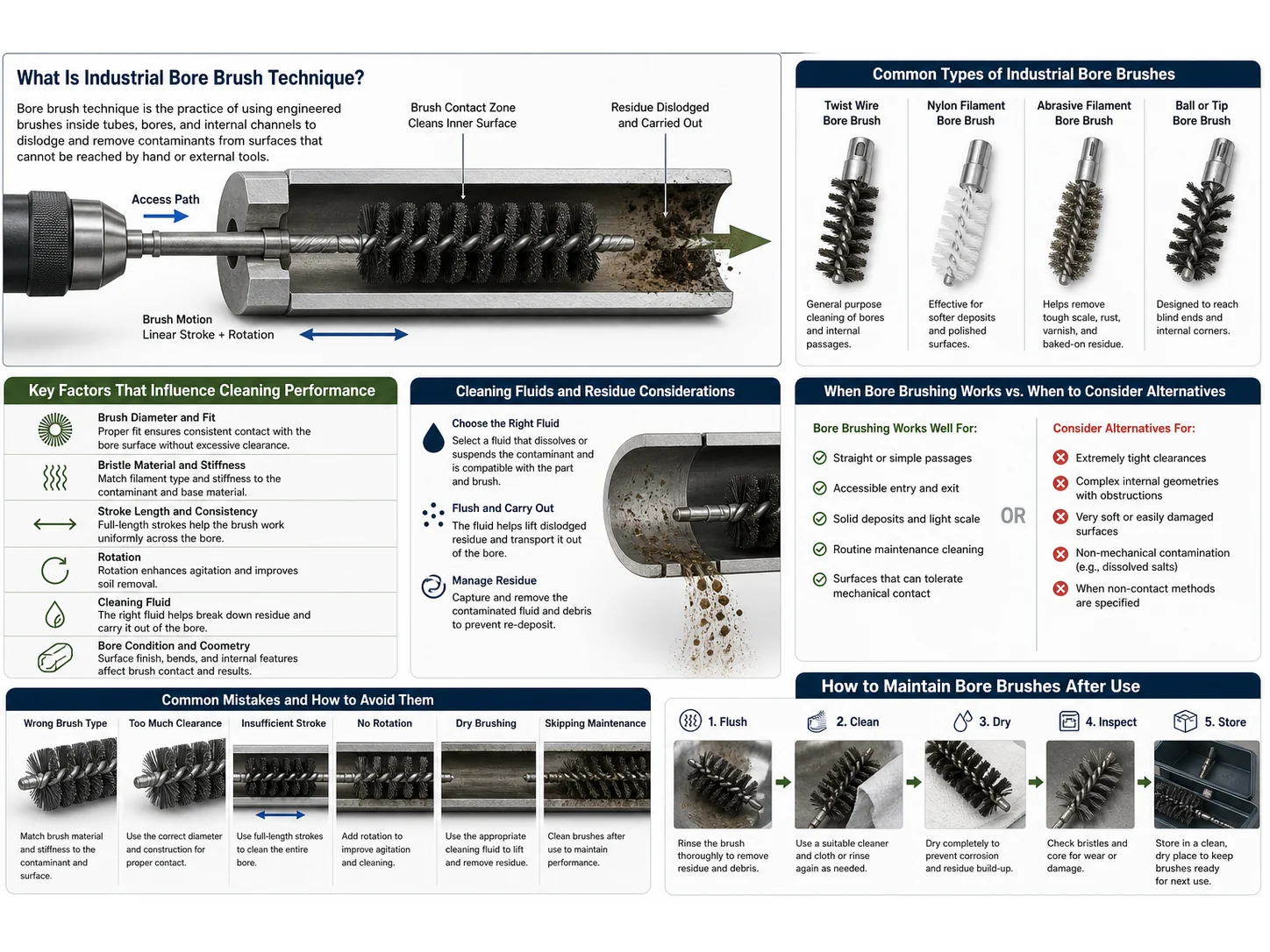 Bore Brush Technique for Industrial Tubes and Internal Channels
