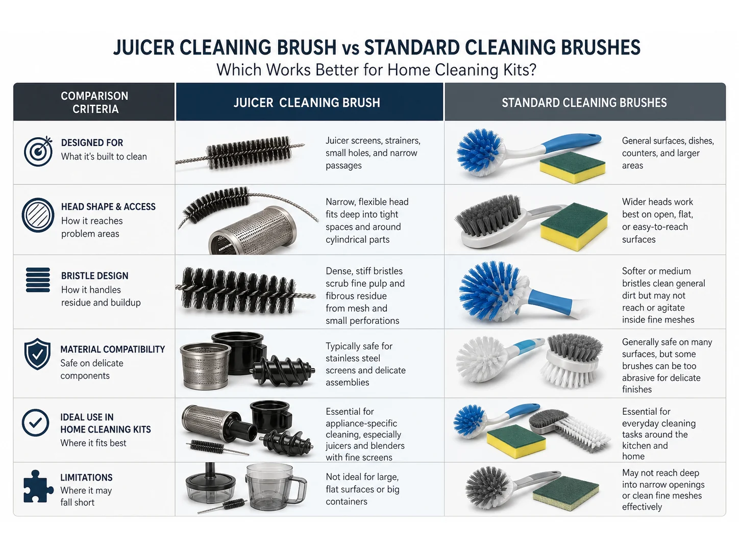 Juicer Cleaning Brush vs Standard Cleaning Brushes: Which Works Better for Home Cleaning Kits? cleaning brush guide