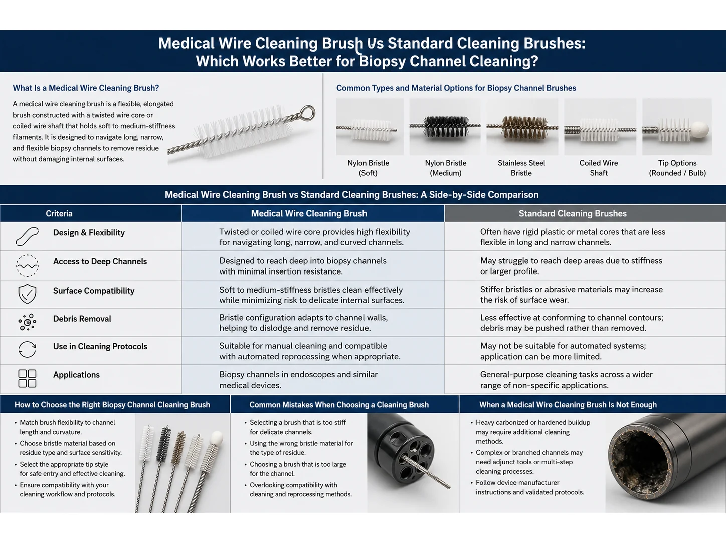 Medical Wire Cleaning Brush vs Standard Cleaning Brushes: Which Works Better for Biopsy Channel Cleaning? cleaning brush guide
