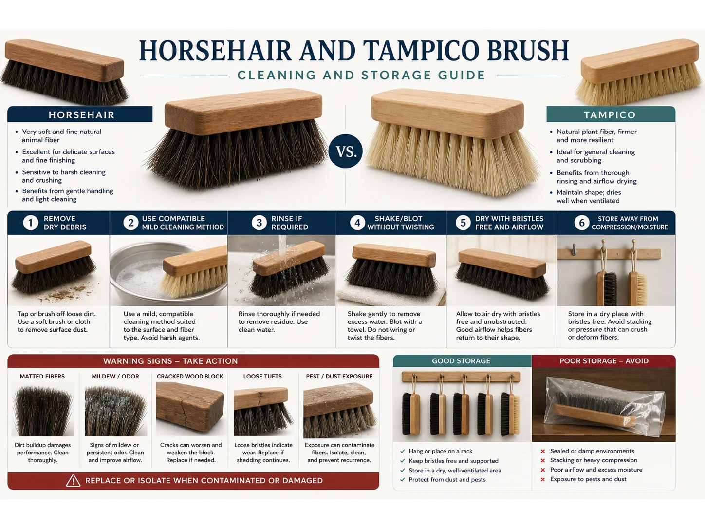 Natural Bristle Brush Care: Cleaning and Storage for Horsehair and Tampico