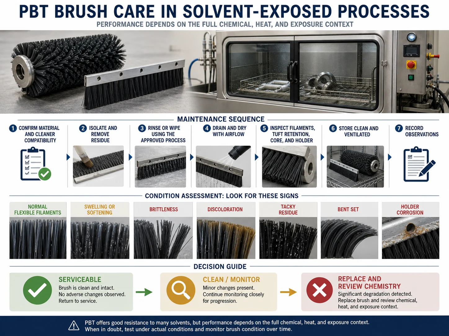 PBT Brush Maintenance in Solvent Environments