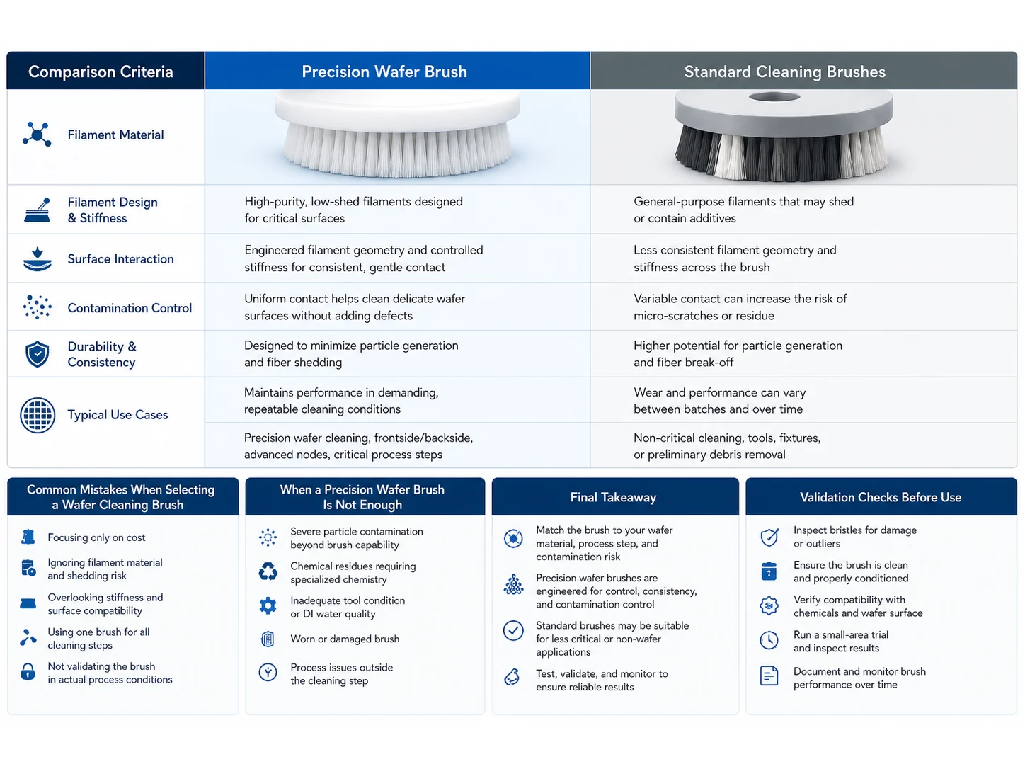 Precision Wafer Brush vs Standard Cleaning Brushes: Which Works Better for Wafer Cleaning?