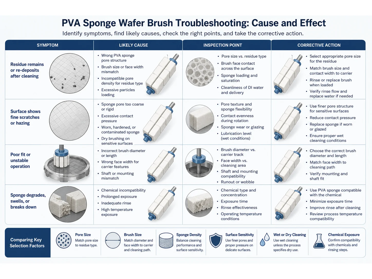 Pva Sponge Wafer Brush Guide: Materials, Size, and Mistakes for Precision Carriers