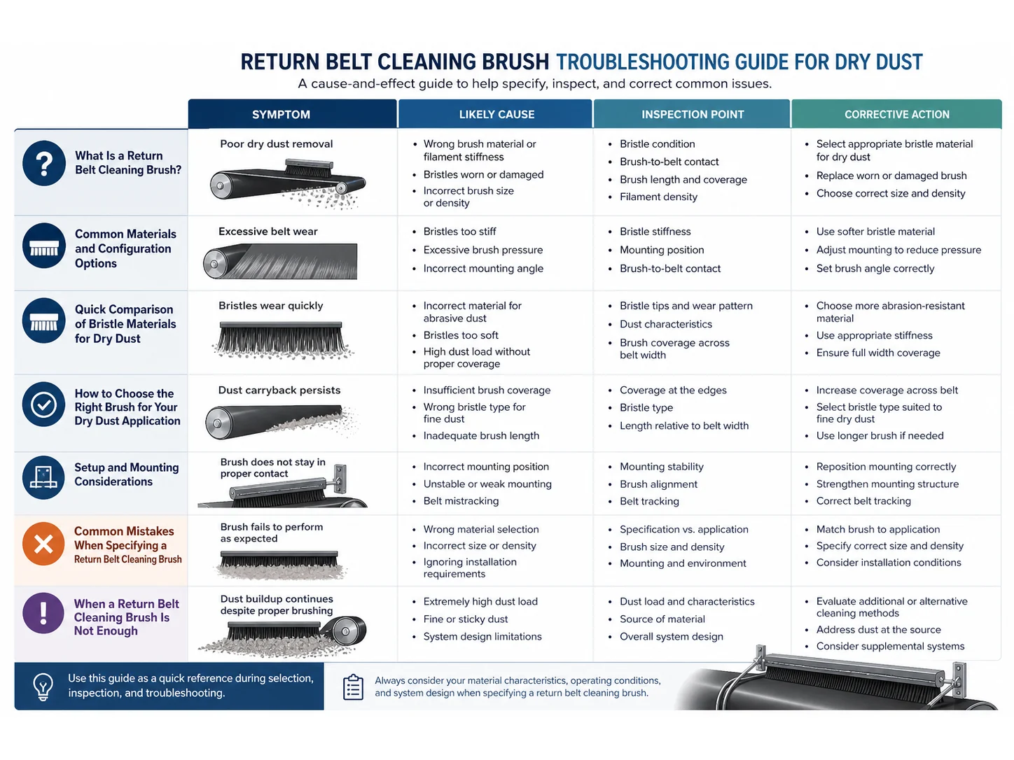 Return Belt Cleaning Brush Guide: Materials, Size, and Mistakes for Dry Dust