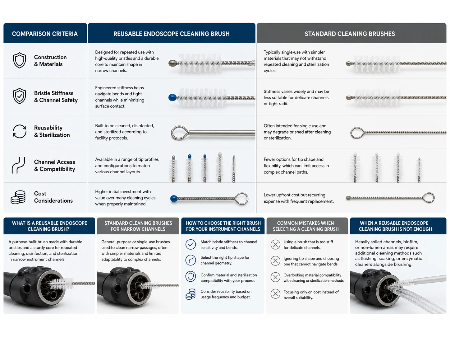 Reusable Endoscope Cleaning Brush vs Standard Cleaning Brushes: Which Works Better for Narrow Instrument Channels?