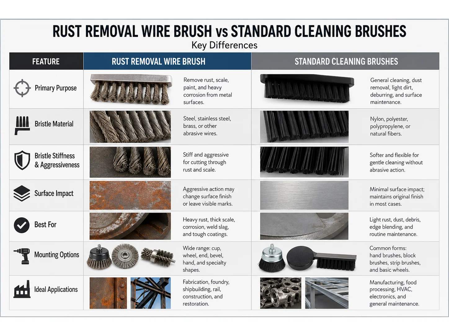 Rust Removal Wire Brush vs Standard Cleaning Brushes: Which Works Better for Rust Removal?