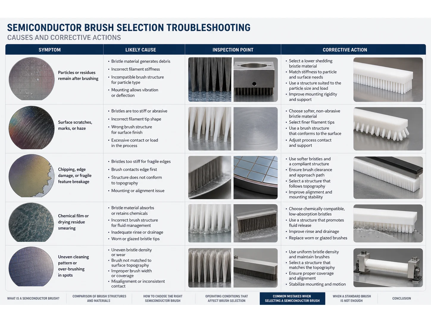 Semiconductor Cleaning Brush Selection: Materials, Contamination Risk, and Validation