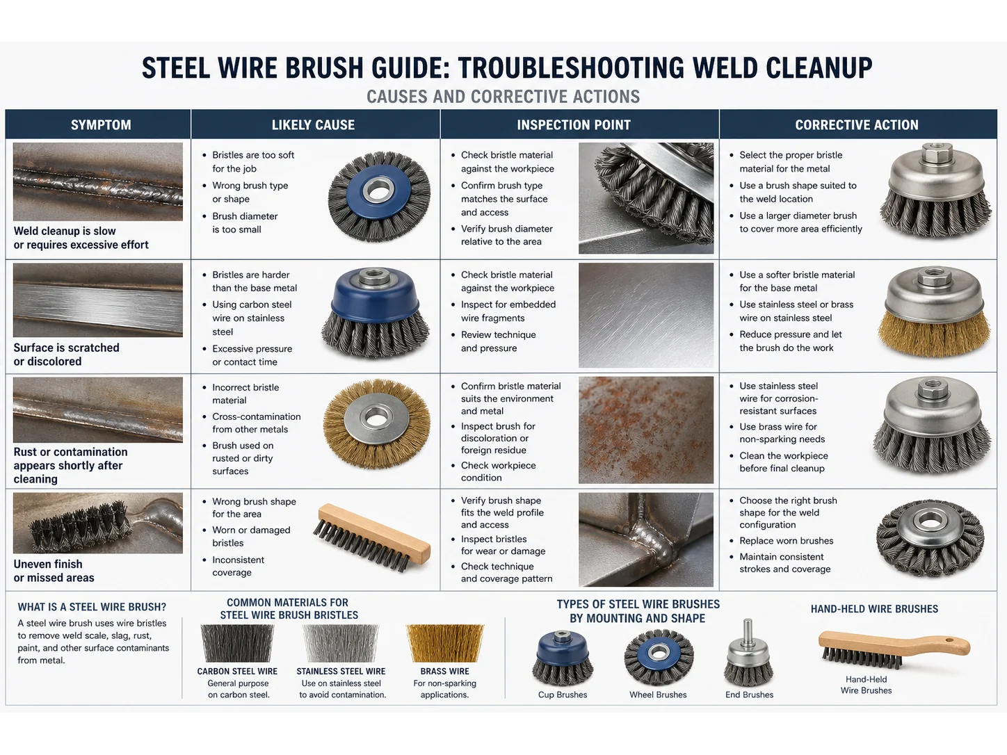 Steel Wire Brush Guide: Materials, Size, and Mistakes for Weld Cleanup