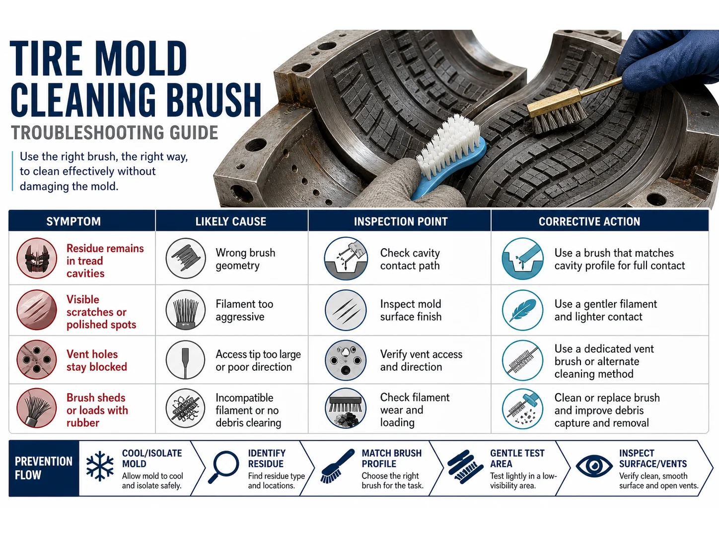 Tire Mold Cleaning Brushes: Residue Removal Without Mold Surface Damage