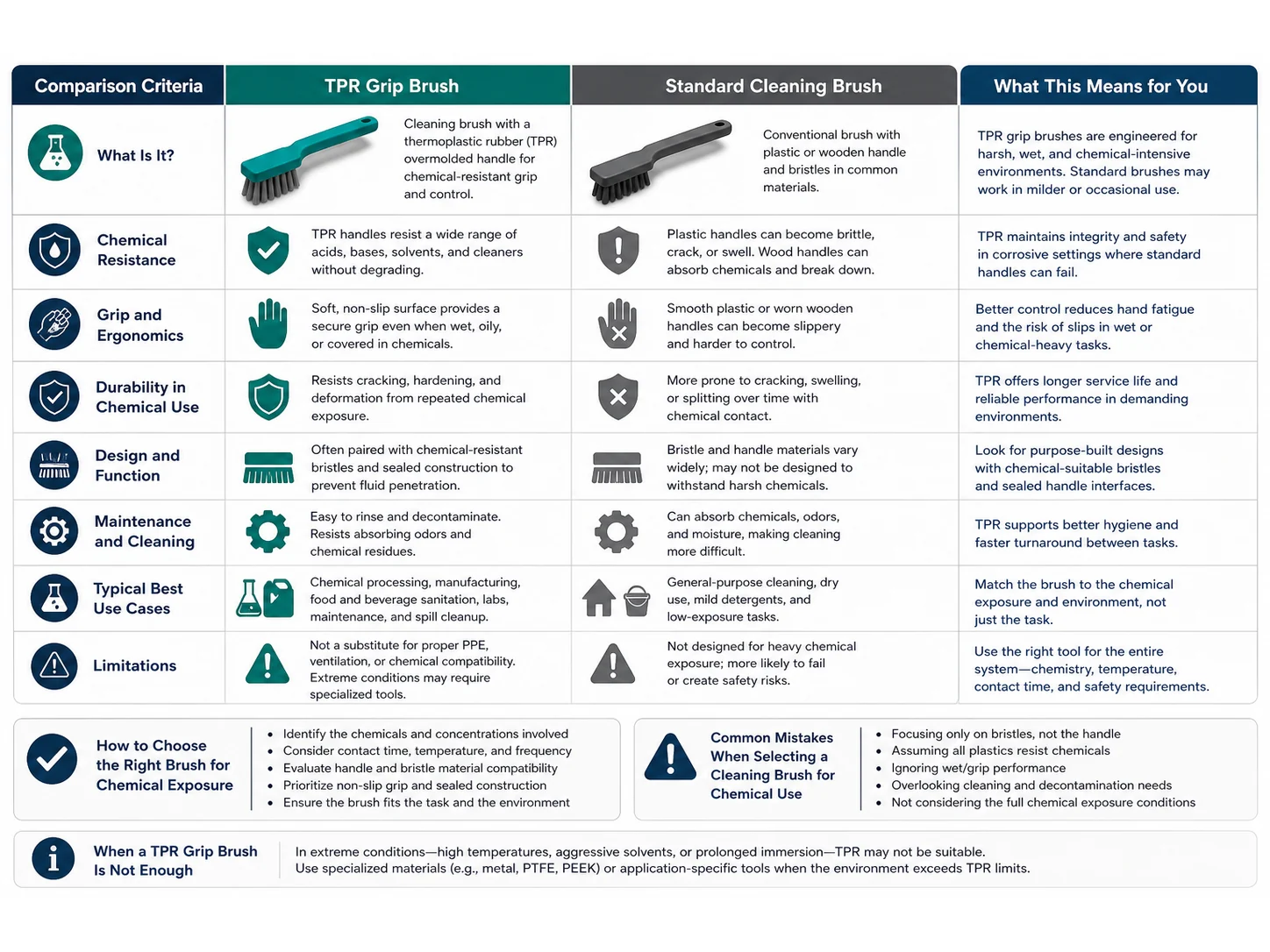 TPR Grip Brush vs Standard Cleaning Brushes: Which Works Better for Chemical Exposure?